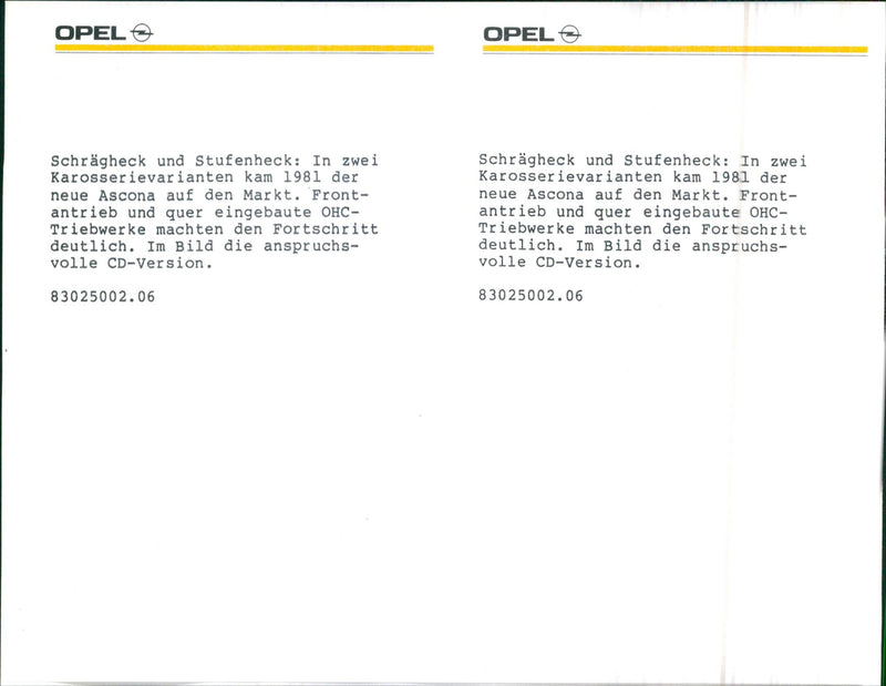 1982 Opel Ascona - Vintage Photograph