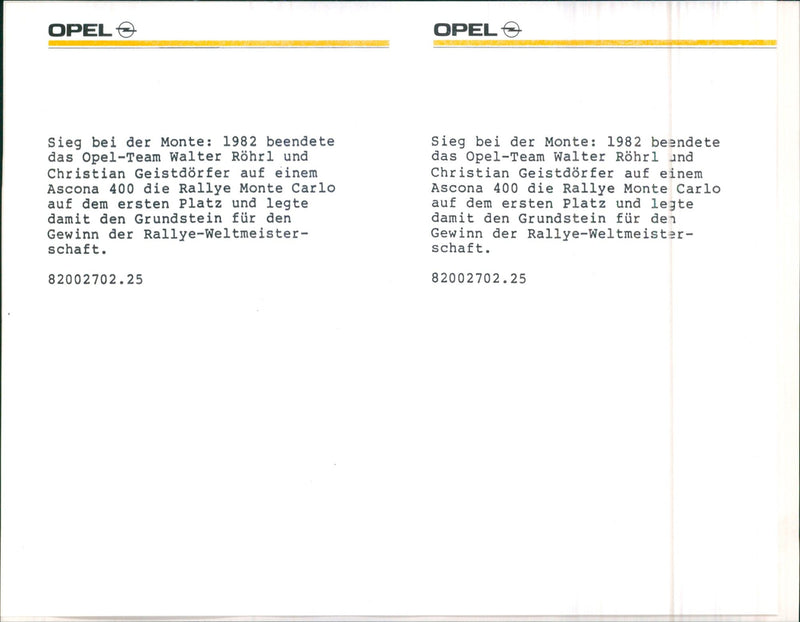 1982 Opel Ascona - Vintage Photograph