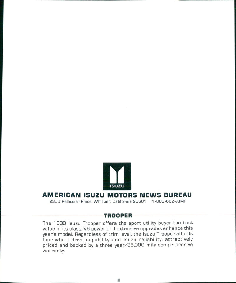 1990 Isuzu Trooper - Vintage Photograph