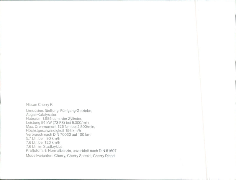 Nissan Cherry K - Vintage Photograph