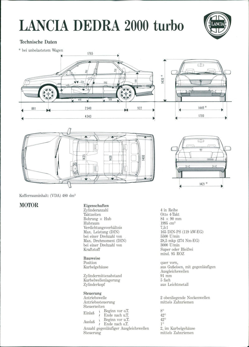 1990 Lancia Dedra 2000 Turbo - Vintage Photograph