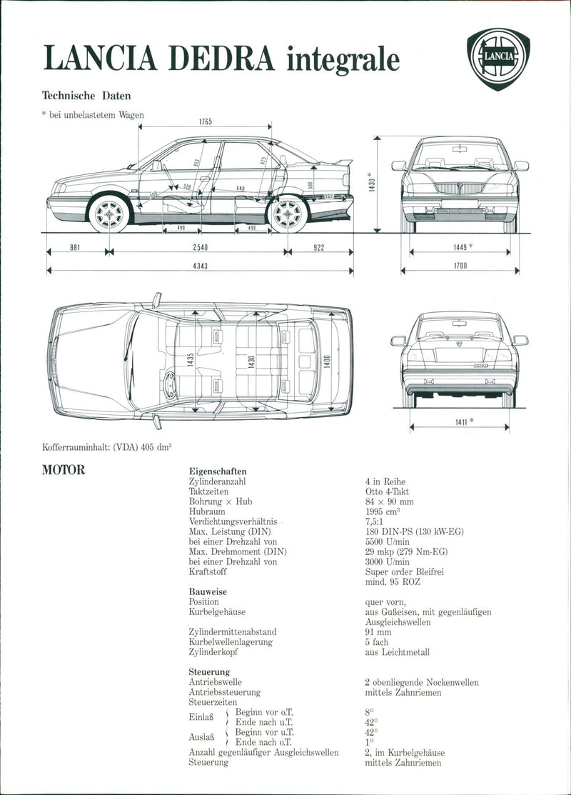 1990 Lancia Dedra Integrale - Vintage Photograph