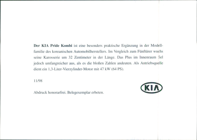 1998 Kia Pride station wagon - Vintage Photograph