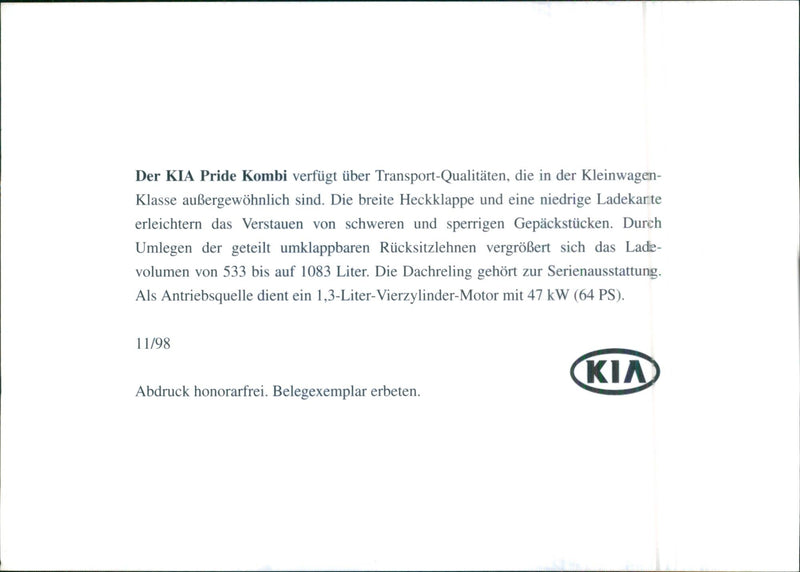 1998 Kia Pride station wagon - Vintage Photograph