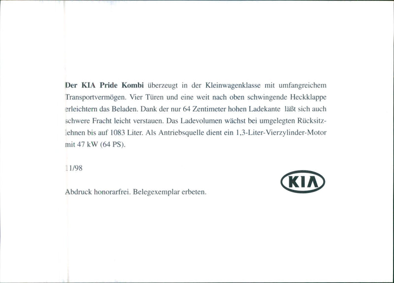 1998 Kia Pride station wagon - Vintage Photograph