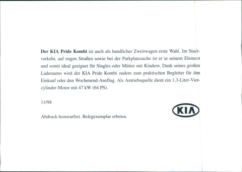 1998 Kia Pride Kombi - Vintage Photograph