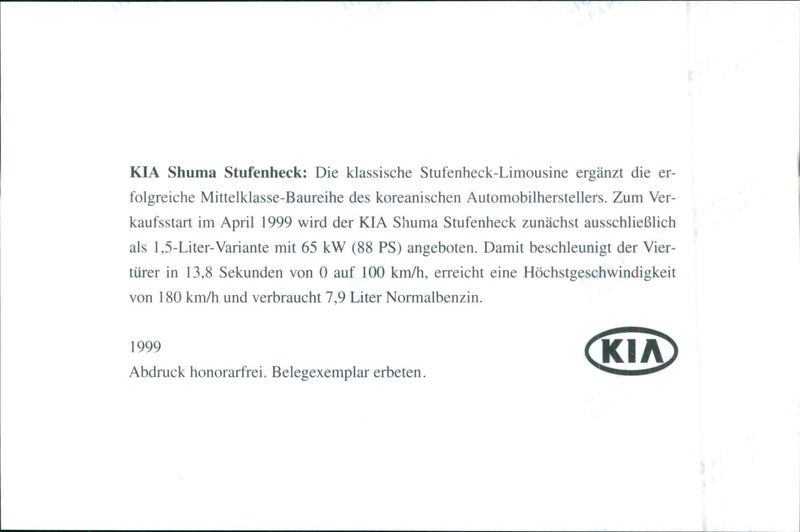 1999 Kia Shuma - Vintage Photograph