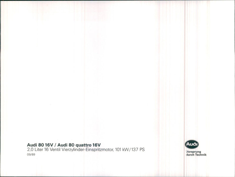 1989 Audi 80 16V and 1989 Audi 80 Quattro 16V Engine - Vintage Photograph