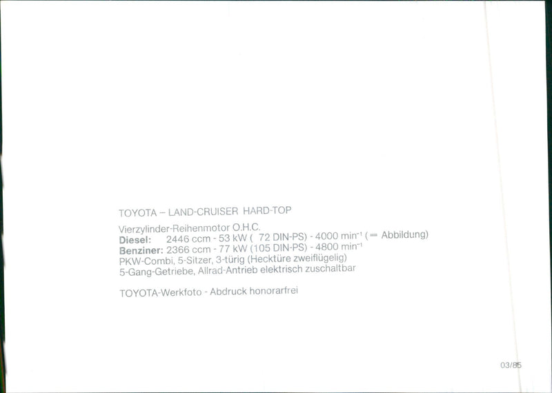 Toyota Land Cruiser 1985- Hard Top - Vintage Photograph