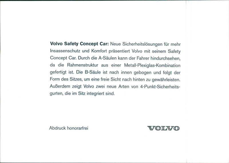 Volvo Safety Concept Car - Vintage Photograph