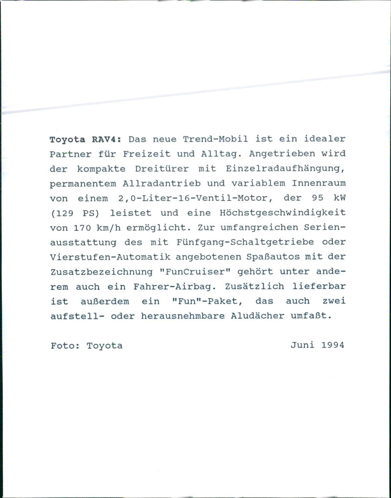 Toyota RAV4 - Vintage Photograph