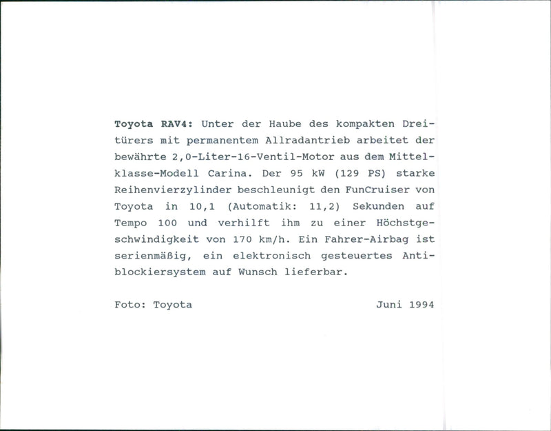 Toyota RAV4 - Vintage Photograph