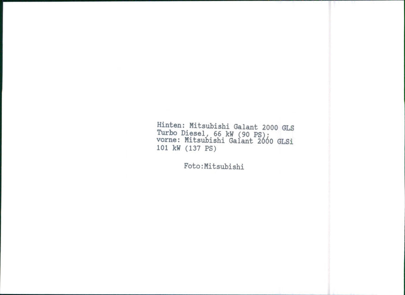 Mitsubishi Galant 2000 GLS and Mitsubishi Galant 2000 GLSi - Vintage Photograph