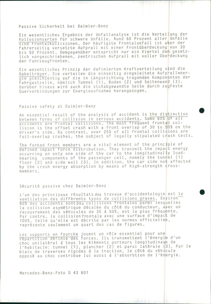 Passive safety at Daimler-Benz - Vintage Photograph