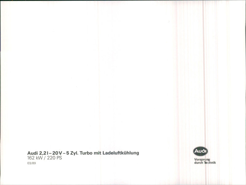 Audi 2.21 20V 5 Cylinder Turbo Engine - Vintage Photograph