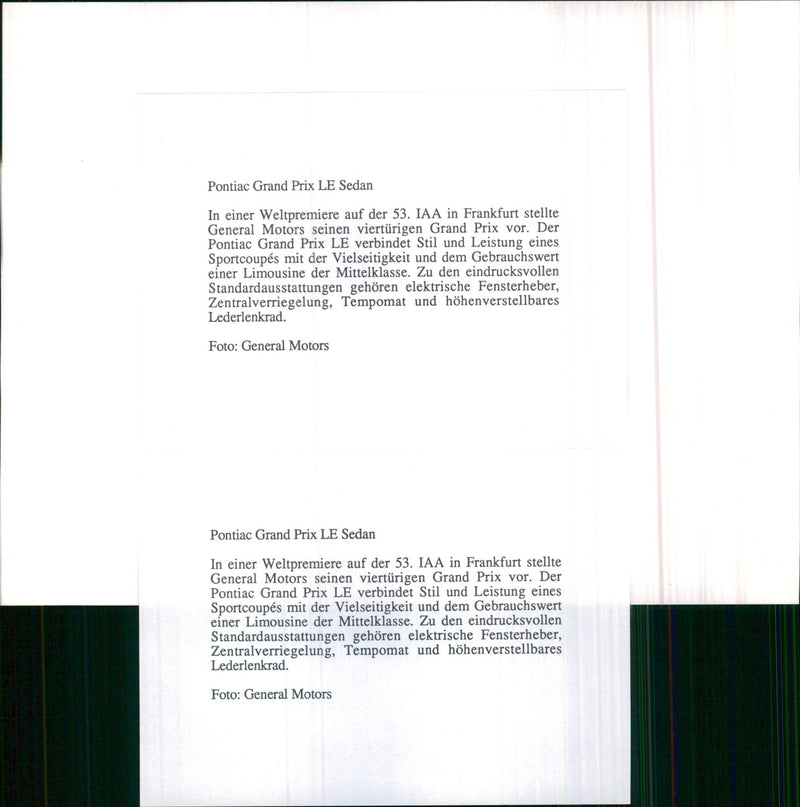 1990 Pontiac Grand Prix LE Sedan - Vintage Photograph