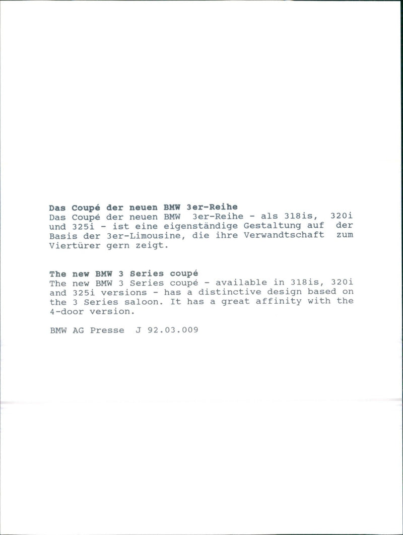 BMW 3 Series coupe - Vintage Photograph