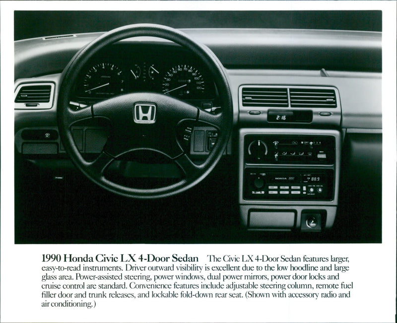 1990 Honda Civic LX 4-Door Sedan - Vintage Photograph