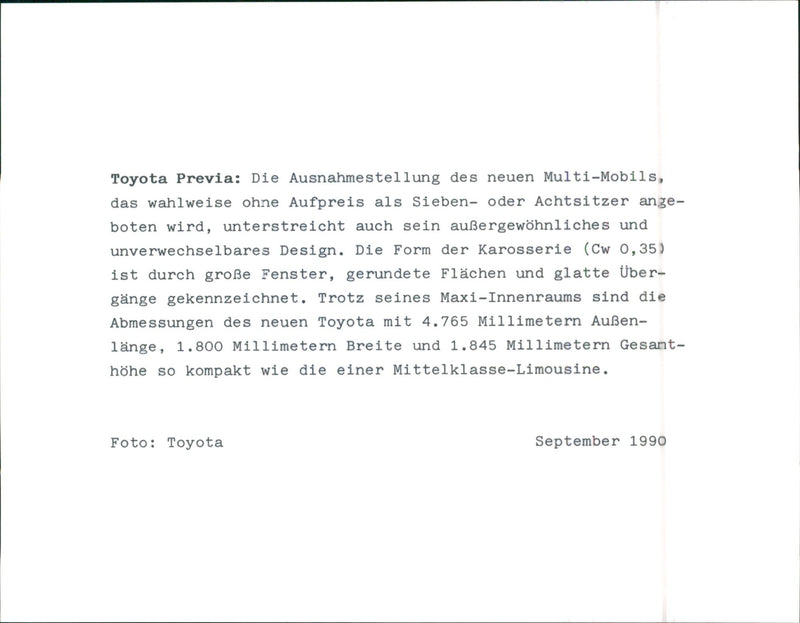 Toyota Previa - Vintage Photograph