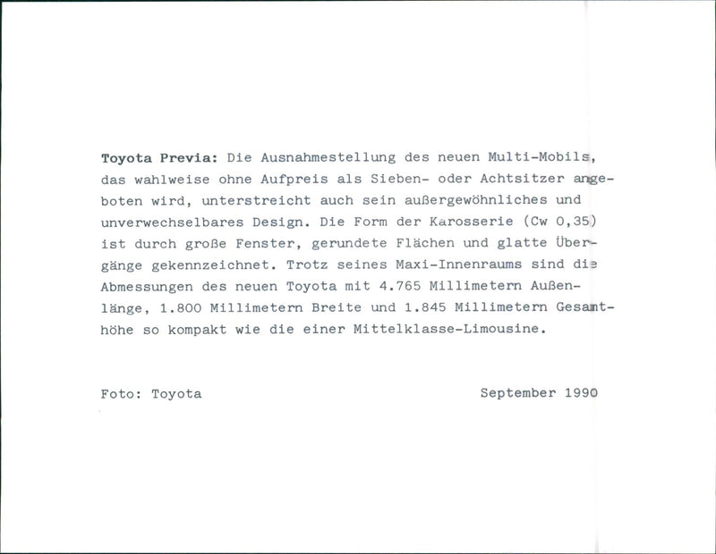 Toyota Previa - Vintage Photograph