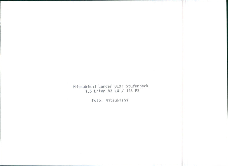 1997 Mitsubishi Lancer GLXi Stufenheck - Vintage Photograph