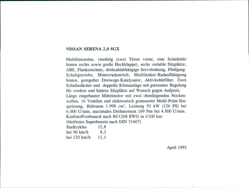 Nissan Serena 2.0 SGX - Vintage Photograph