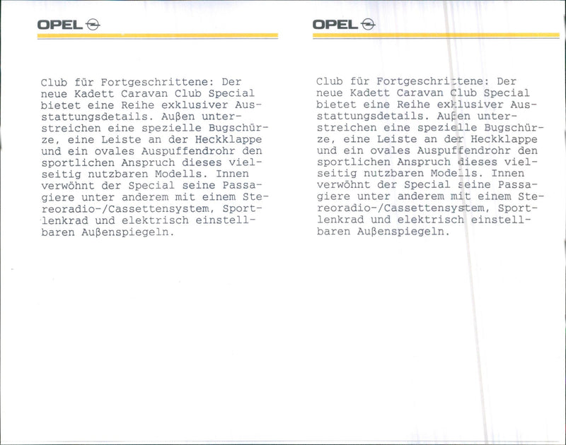 Opel Kadett Caravan Club Special 1991 - Vintage Photograph