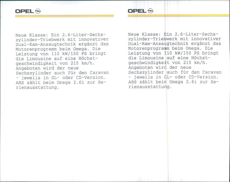 Opel Omega 1991 - Vintage Photograph