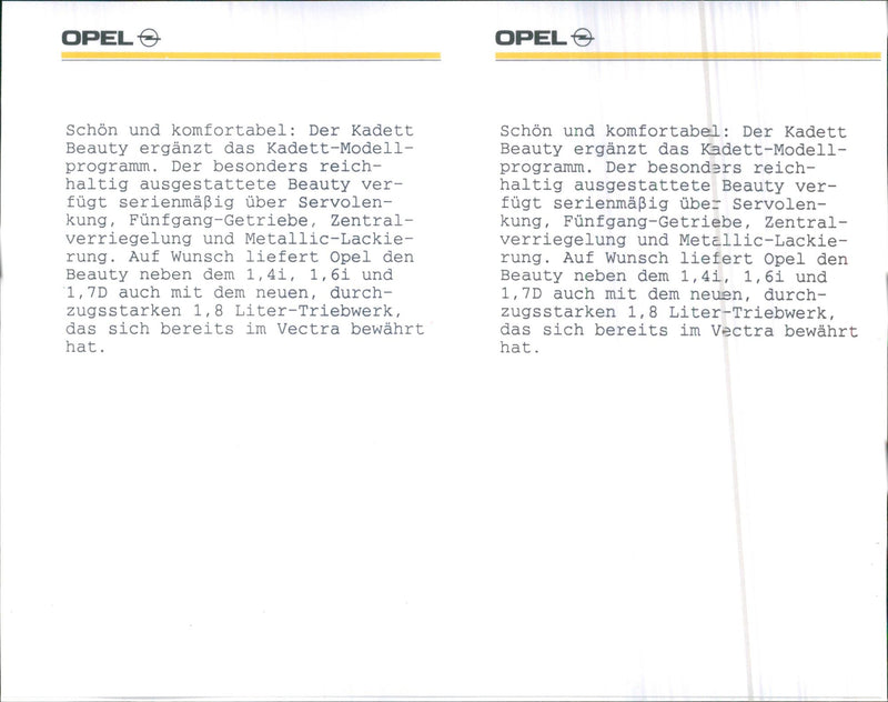 Opel Kadett Beauty 1991 - Vintage Photograph