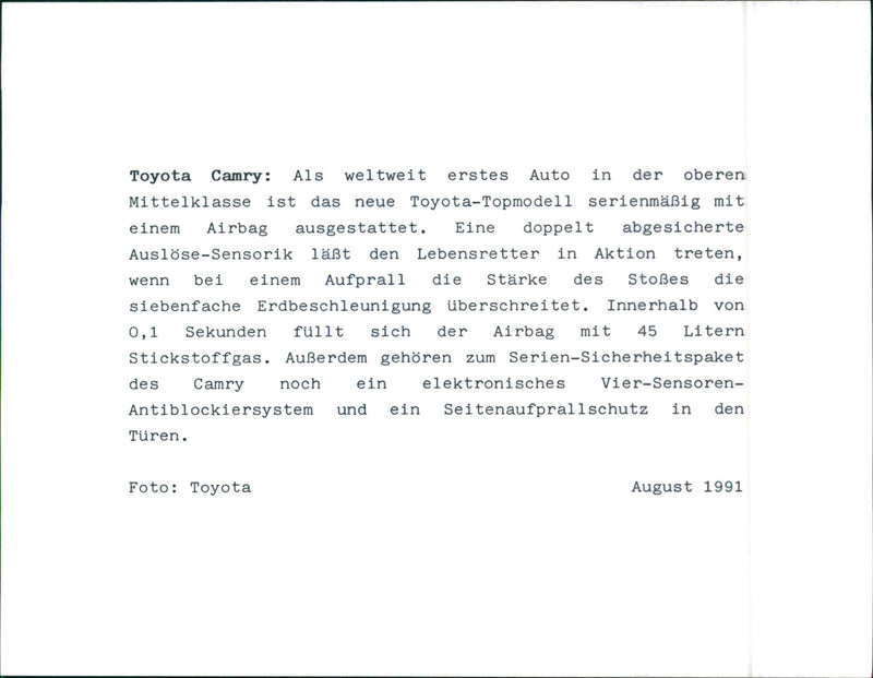 1991 Toyota Camry - Vintage Photograph