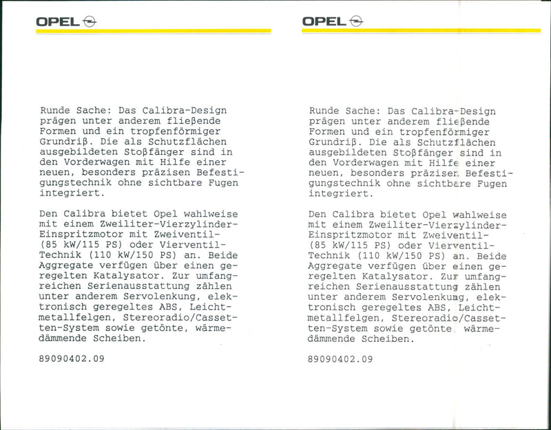 Opel Calibra 1989 - Vintage Photograph