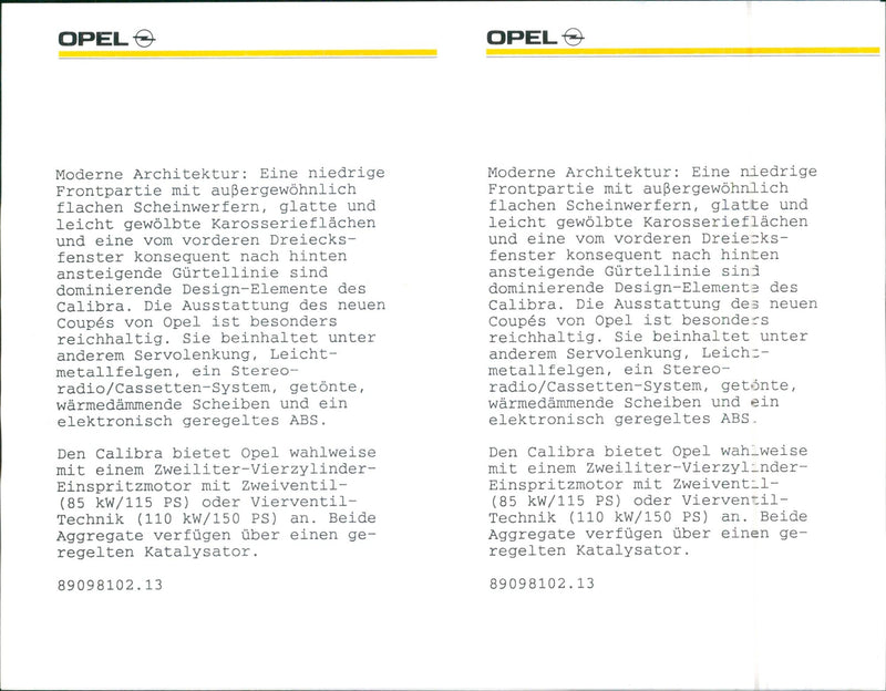 Opel Calibra 1989 - Vintage Photograph