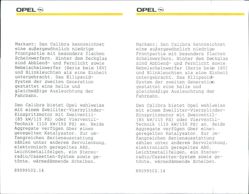 Opel Calibra 1989 - Vintage Photograph