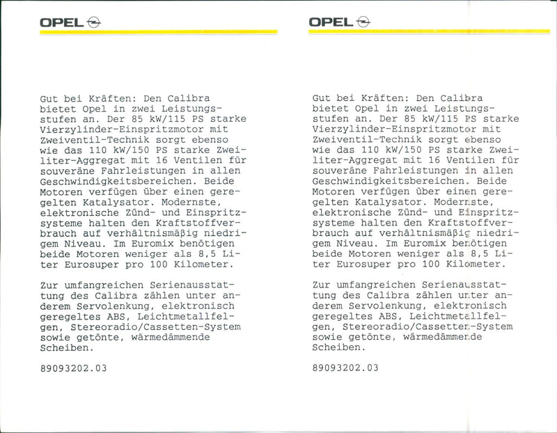 Opel Calibra 1989 - Vintage Photograph