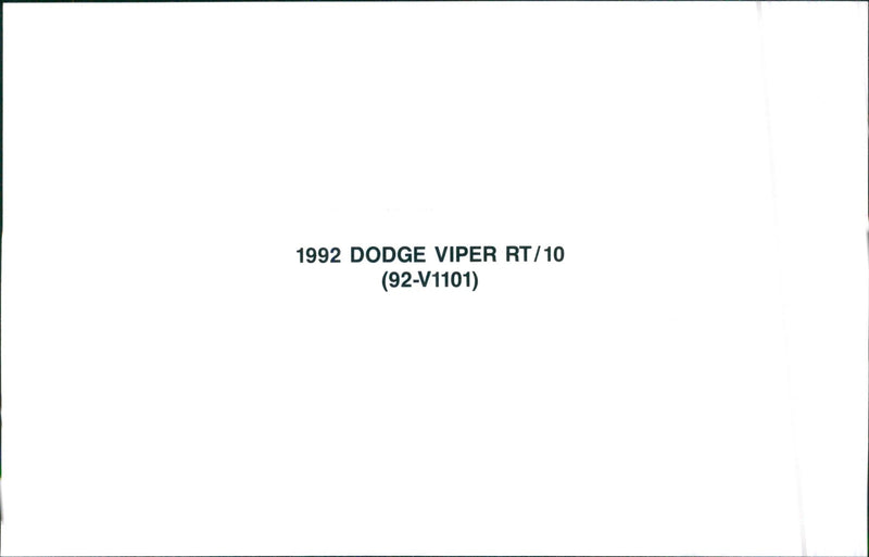 1992 Dodge Viper RT/10 - Vintage Photograph