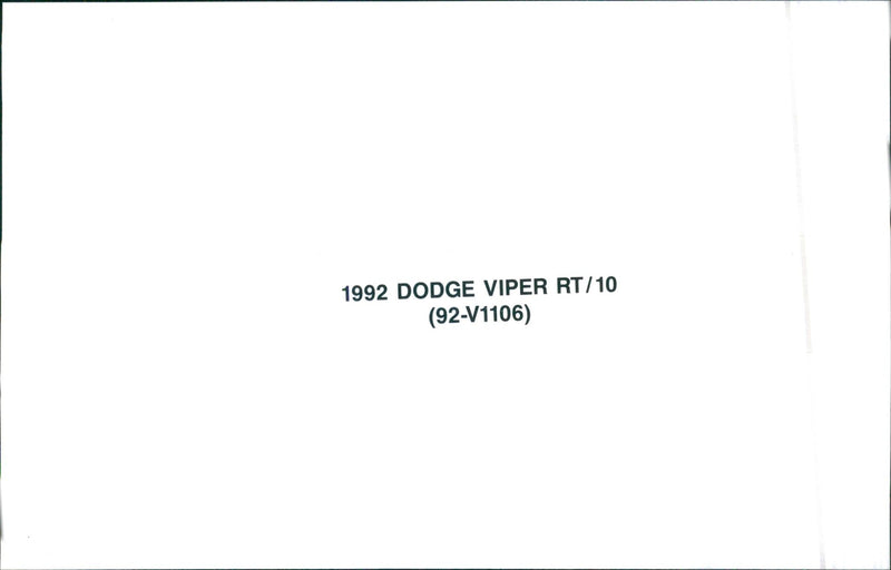 1992 Dodge Viper RT/10 - Vintage Photograph