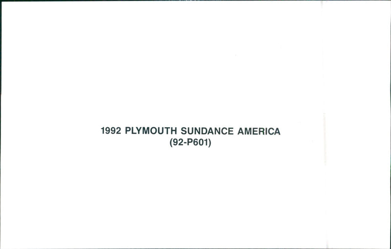1992 Plymouth Sundance America - Vintage Photograph