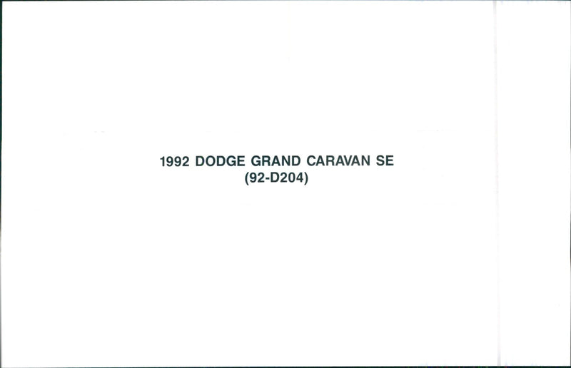 1992 Dodge Grand Caravan SE - Vintage Photograph