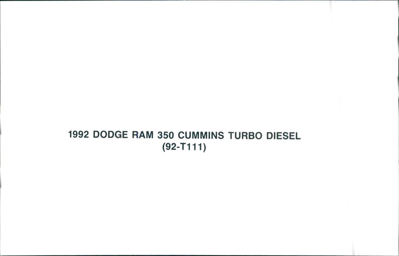 1992 Dodge Ram 350 Cummins Turbo Diesel - Vintage Photograph