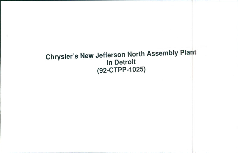 Chrysler's New Jefferson North Assembly Plant in Detroit - Vintage Photograph
