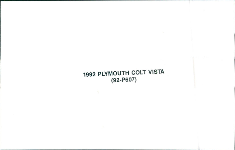 1992 Plymouth Colt Vista - Vintage Photograph