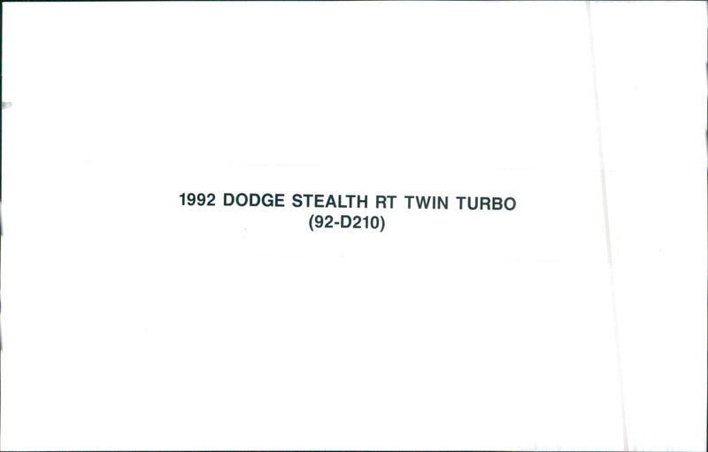 1992 Dodge Stealth RT Twin Turbo - Vintage Photograph