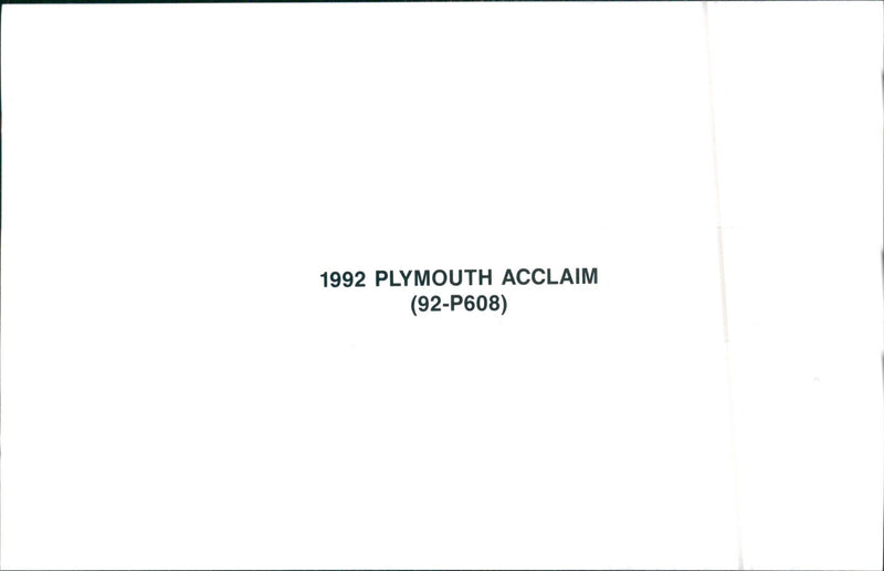 1992 Plymouth Acclaim - Vintage Photograph