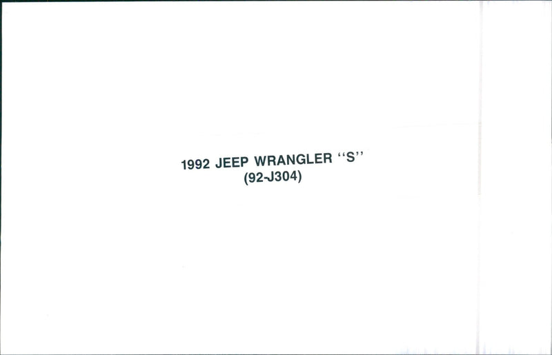 Jeep Wrangler "S" 1992 - Vintage Photograph