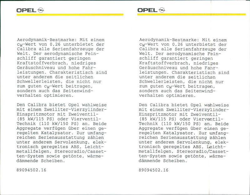 Opel Calibra 1989 - Vintage Photograph