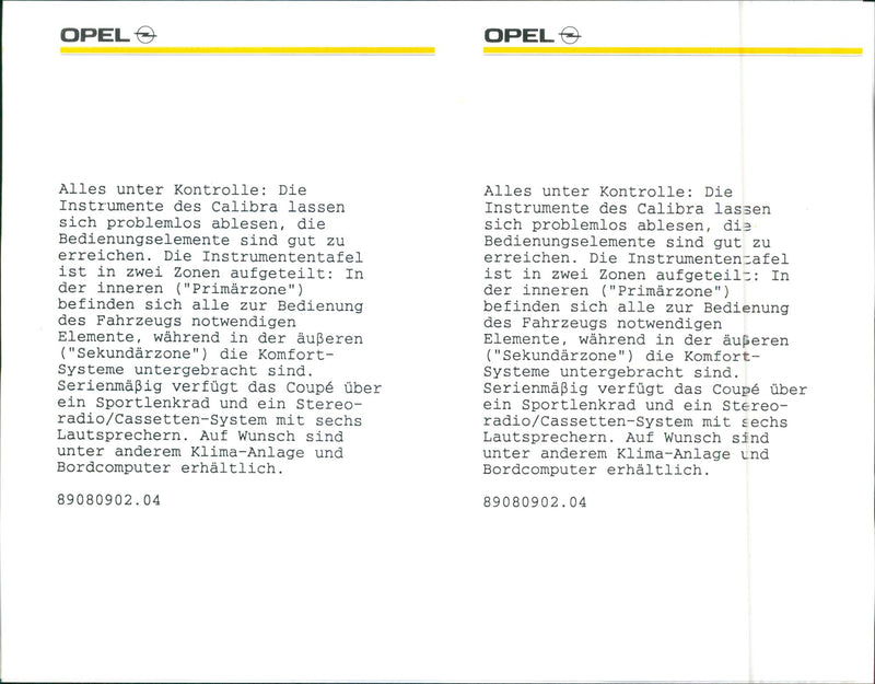 Opel Calibra 1989 - Vintage Photograph