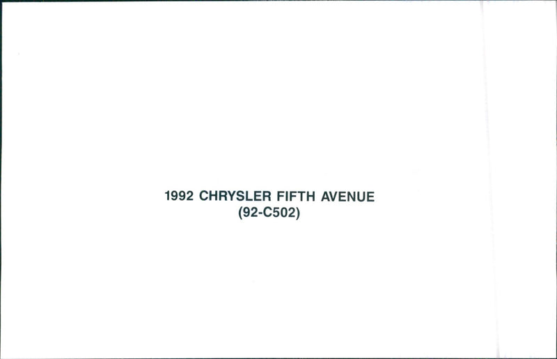 1992 Chrysler Fifth Avenue - Vintage Photograph