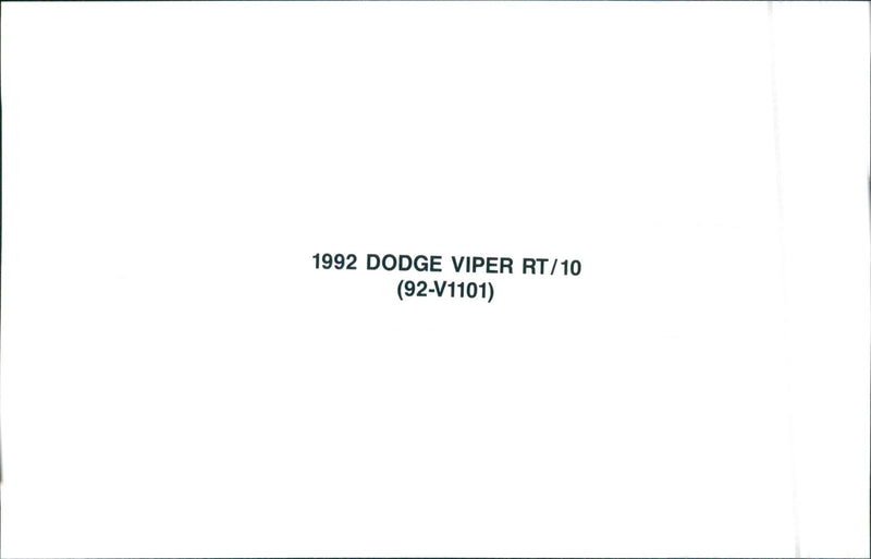 1992 Dodge Viper RT/10 - Vintage Photograph