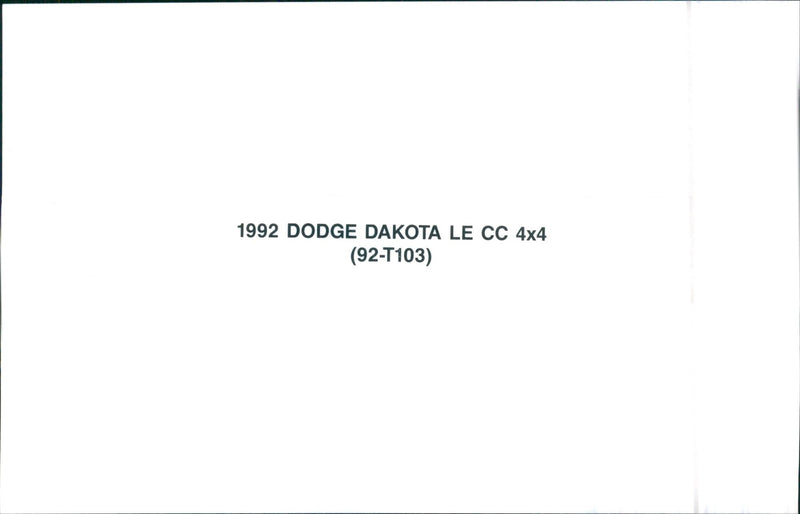 1992 Dodge Dakota LE CC 4x4 - Vintage Photograph