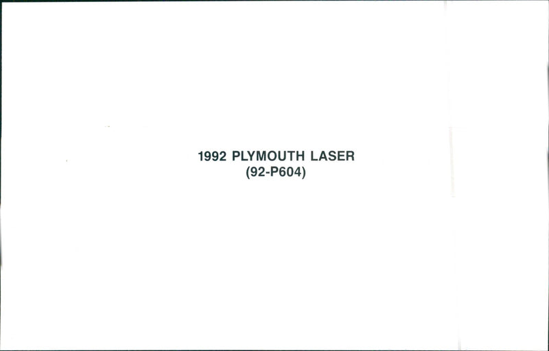 1992 Plymouth Laser - Vintage Photograph